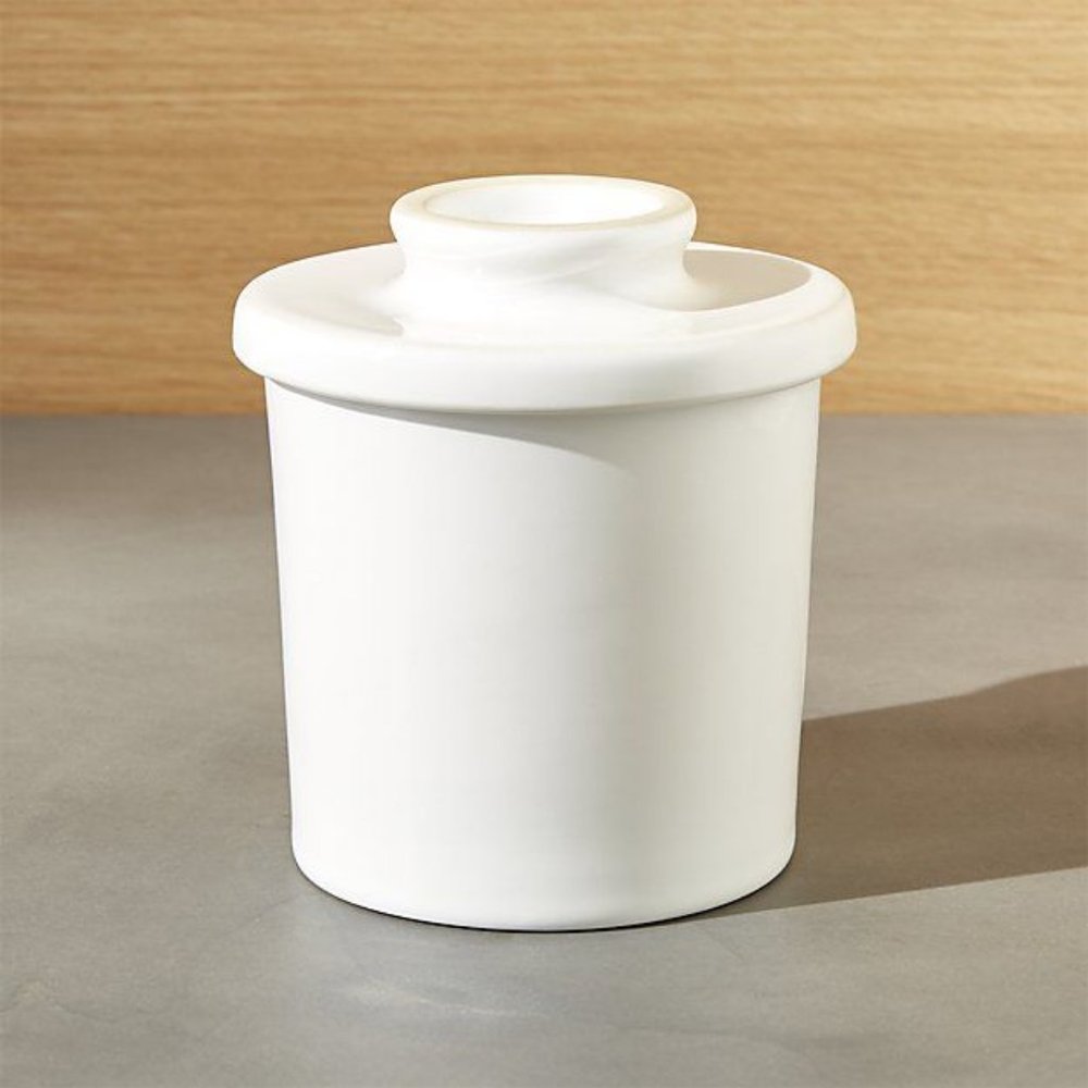 Crate&Barrel Porcelain Butter Keeper- White